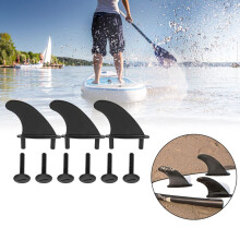 3 stuks zwarte PVC-vinroer voor surfplank, softboard of longboard met schroeven