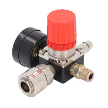 Luchtdrukregelaar met 4 gaten voor compressoren, 0-180 PSI, met manometer, Europese norm.