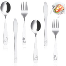 Kinderbesteck aus Edelstahl, Kleinkindbesteck mit ergonomischem Design und abgerundeten Kanten, spülmaschinenfest, Premium-Qualität, Spiegelglanz