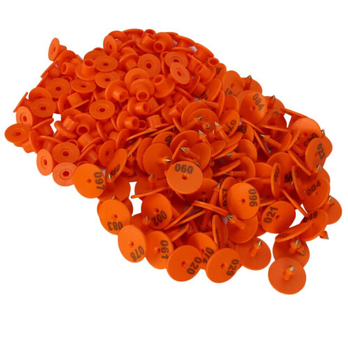 100PCS Orange Plastic Sheep Ear Tag Number Marker Identification Cards