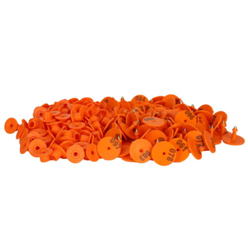 100PCS Orange Plastic Sheep Ear Tag Number Marker Identification Cards 1