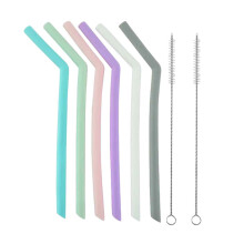 6 Pcs Silicone Reusable Straws,For Boba, Smoothie, Milk Tea, Eco-friendly Bend Straws for Thick Drinks, Child Safe, Customizable Length, 2 Brushes for