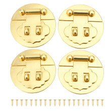 4 sets houten doossluitingen met grendel, 5 cm diameter, goudkleurig