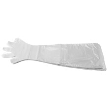 100Pcs Long Arm PE Plastic Gloves for Veterinary Field Dressing, White