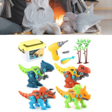 4 piezas de dinosaurios eléctricos desmontables para atornillar, juguetes de construcción DIY para niños