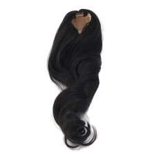 Peluca de muñeca de seda larga y rizada para cabeza de 22-23 cm, negra, malla suave