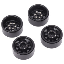 4Pcs Beadlock Wheels 1in Deep Groove Universal for RC Car ATV Body Parts Black