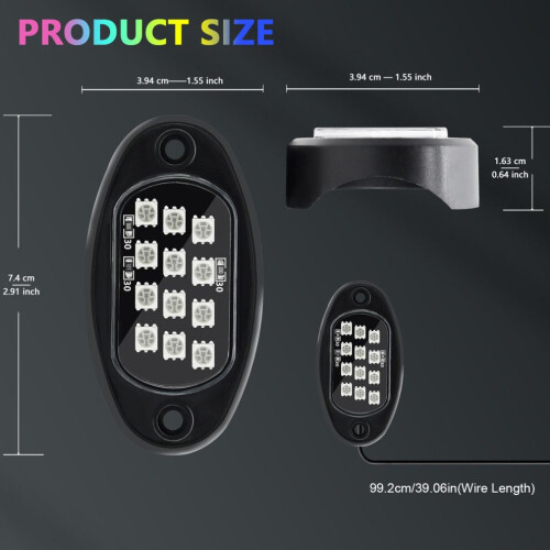 4PCS LED Rock Lights Multicolor Waterproof APP Bluetooth Frequency Adjustable 1