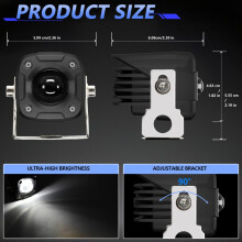 Waterdichte LED-motorfietsverlichting van 30W, 3000 lumen, 6000K, zwart.