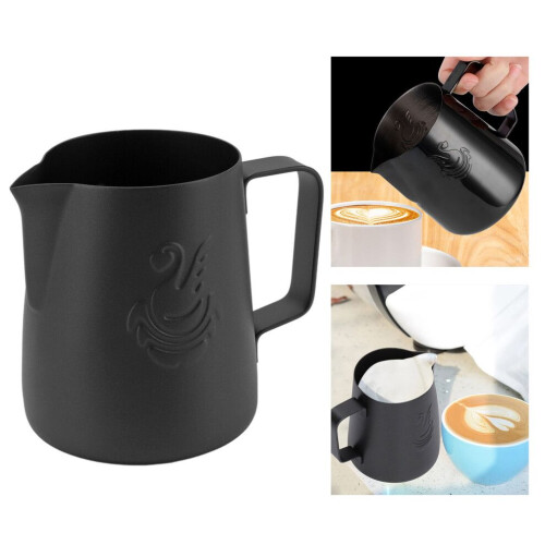 420 ml Kaffeedampfkännchen mit Griff, schwarz, Edelstahl 304