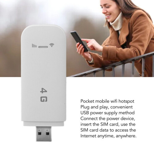 4G LTE USB WiFi-router Bärbar Hotspot Stöder 10 Enheter, Vit 2
