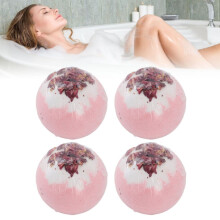 Ensemble de 4 boules de sel de bain parfumées à la rose, hydratantes et apaisantes pour la peau