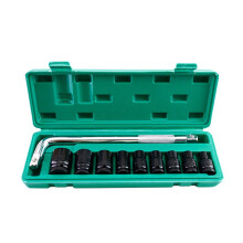 40 mm diepe slagdoppenset, 6-punts, 8-24 mm, zwart, 10-delig