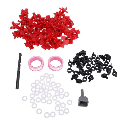 40PCS Red Plastic Steel Automatic Poultry Nipple Waterer with Drill Bit 2
