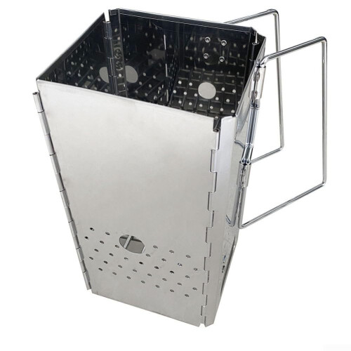 Foldable Charcoal Starter Chimney With Carry Bag For Grill And Campfire Use Efficient Ignition