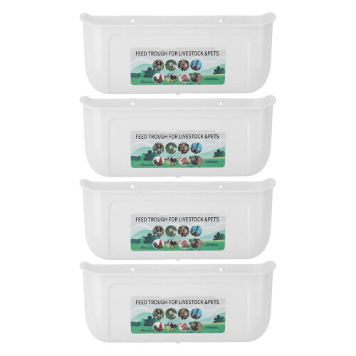 4 große hängende Hühnerfuttertröge, PP, Weiß, 900 g 2