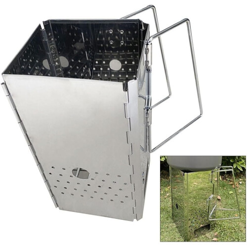 Foldable Charcoal Starter Chimney With Carry Bag For Grill And Campfire Use Efficient Ignition 2