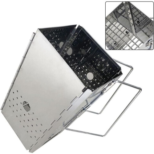 Foldable Charcoal Starter Chimney With Carry Bag For Grill And Campfire Use Efficient Ignition 1