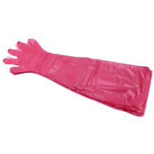 100 Stück langärmlige PE-Handschuhe für die Viehbehandlung auf der Weide, rot, 86 x 26,5 cm