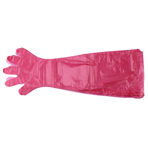 100 st långa PE-handskar för nötkreatursfoder, röda 86x26,5 cm 2