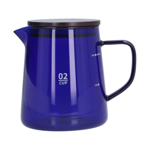 Cafetera resistente al calor de 500 ml con tapa de madera, color azul 1