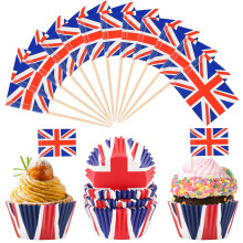 Pirottini per cupcake, colori vivaci, sicuri, sani, atossici, ecologici, con design Union Jack, adatti al forno, al microonde, al frigorifero,