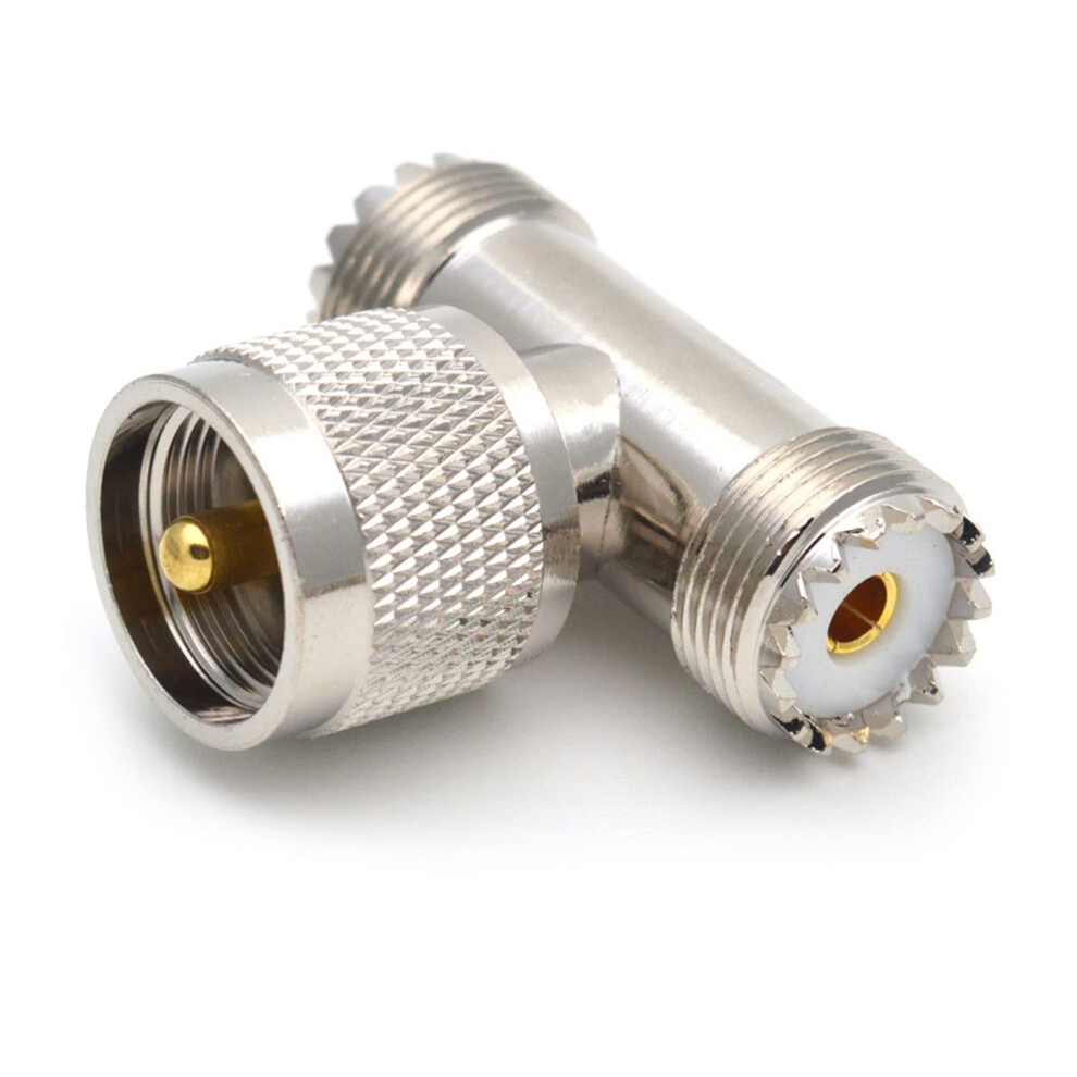 1Pc Sl16 Uhf Pl259 Male To So239 Double Female Connector 2X Female Type 3 Way T Splitter Adapter 9339159570029