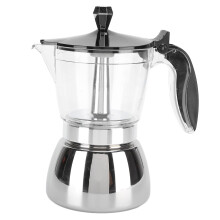 Cafetieră pe aragaz cu capac transparent, Moka Pot din oțel inoxidabil, espressor pe aragaz pentru cafea italiană bogată, compatibilă cu
