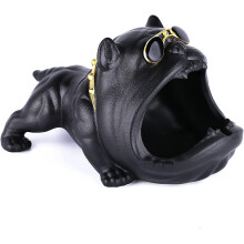Statuie Bulldog cu formă cool, lucrată manual, cu fund antiderapant, formă cool, scrumieră ceramică multifuncțională, piesă de decor