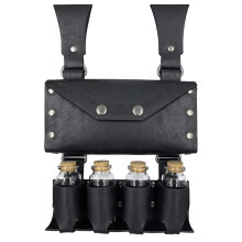 Medieval Alchemy Faux Leather Belt Bag With 4 Cork Potion Vials LARP Belt Pouch Fantasy Wizard WaistPack RenFaire BlackA