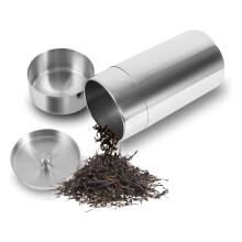 Vorratsdose für losen Tee, bewahrt Frische und Aroma dank luftdichtem Doppeldeckel, rostfreier Edelstahlbehälter für Kaffee, Zucker und mehr