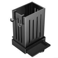 Wall Mounted Plastics Cutlery Holder With Drain Pan For Kitchen Use, Quick Water Drainage, Easy Cleaning, Black