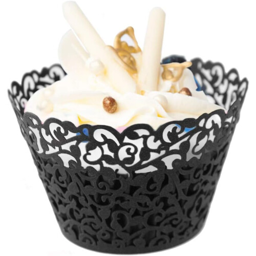 Καλλιτεχνικά περιτυλίγματα για cupcakes από αμπέλια Filigree, 50 τεμάχια κομμένα με 2