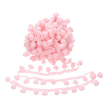 Handmade Craft Ball Fringe Ribbon Wide Soft Polyester-Pink