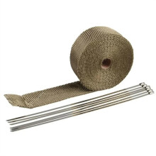 Motorcycle Exhaust Roll, Fiberglass Heat Shield Tape 5M Roll, Exhaust Pipe Thermal Tape, Stainless Steel Ties Color: T