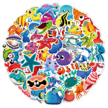 Pegatinas oceánicas para niños y adultos, paquete de pegatinas impermeables de criaturas marinas con impresión de alta definición, reverso