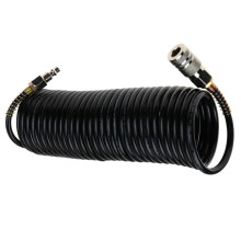 Air Compressor Polyurethane Coil Hose 1/4 Inch NPT Brass Swivel Fittings 25 Ft For Air Tools