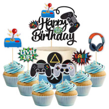 25 Stück Videospiel Tortendeko Geburtstag, Tortendeko Geburtstag Junge, Spielkonsolen Thema Cupcake Topper, Kindergeburtstag Spiel Thema Party