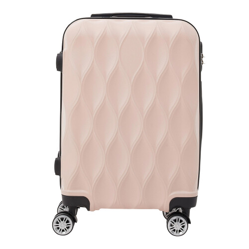 Living And Home 20 Inch Wavy Texture Hard Shell Travel Suitcase, Pink 1