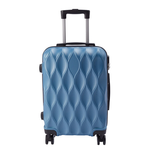 Living And Home 20 Inch Wavy Texture Hard Shell Travel Suitcase, Blue 1