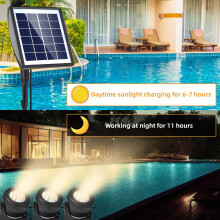 Luces solares para caminos de 2200 mAh, resistentes al agua, 3000 K, para jardín y piscina
