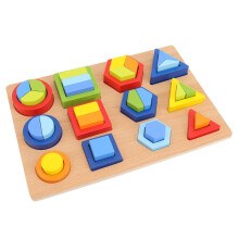 Puzzle di blocchi di legno per ordinare le forme per bambini, giocattolo educativo, 34x23,5 cm