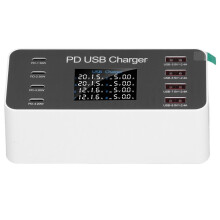 8-Port-USB-Ladestation, 30 W PD, Digitalanzeige, EU-Stecker