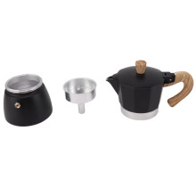 Cafetera moka octogonal de aluminio negra de 6 tazas para el hogar y camping