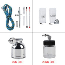 Complete Dual Action Airbrush Set met naalden van 0,2/0,3/0,5 mm, perfect voor kunstprojecten.
