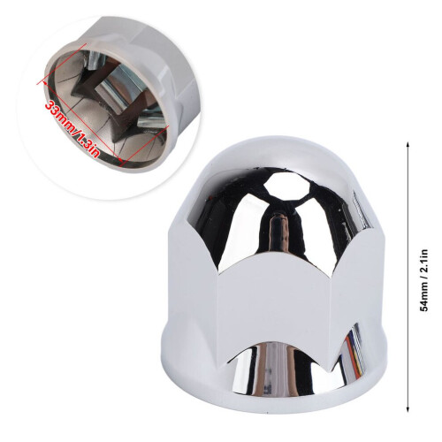 33mm Chrome Lug Nut Covers 20Pcs for Trucks & Trailers 1