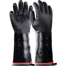 Rutschfeste Grillhandschuhe mit doppellagigem, weichem Baumwollfutter, wasserdichte Langarm-Grillhandschuhe, extrem hitzebeständig für drinnen und