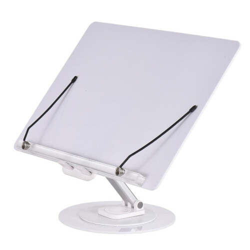 Desktop Book Stand with 360 Rotating Base, Foldable, Adjustable, White 1