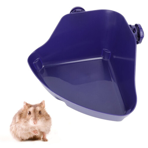 Inodoro de plástico azul para hámster, resistente a salpicaduras y versátil.