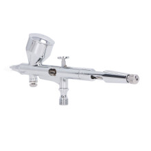 Roestvrijstalen airbrushset met 0,2 mm sproeier voor kunstwerken en doe-het-zelfprojecten.